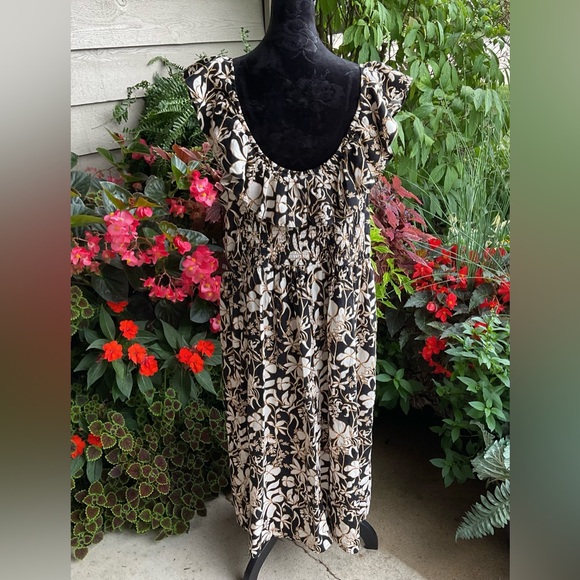 Ava & Viv Linen Blend Floral Empire Waist Dress - NWT - Picture 3 of 9